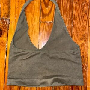 Army green halter top